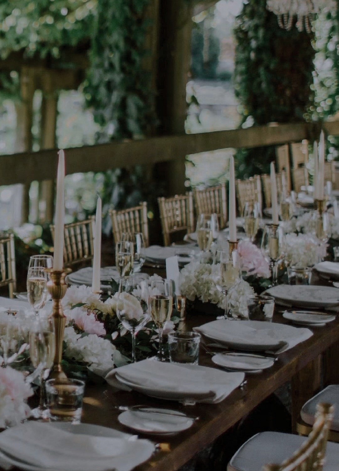 Luxury wedding table setting prepared for guests